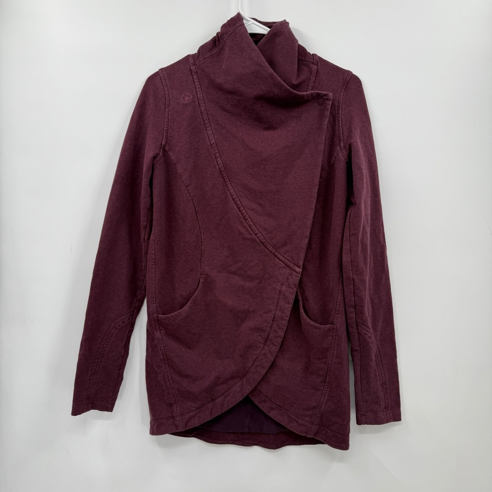 Lululemon Athletic Maroon Wrap Cardigan‎ Jacket with Thumbholes and Pockets  4